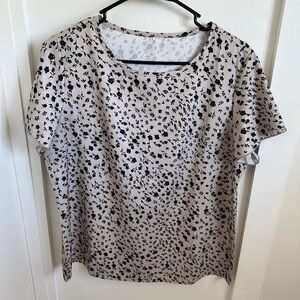 Women's Beige Floral Print Short Sleeve Top